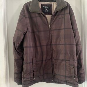 Vintage Quiksilver Brown Checkered Fleece lined Men’s Jacket. See flaws in pics